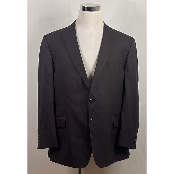 Joseph Abboud 48R Suit 40x30 Flat Front Brown Guabello Wool Two Button Vented - Picture 2 of 13